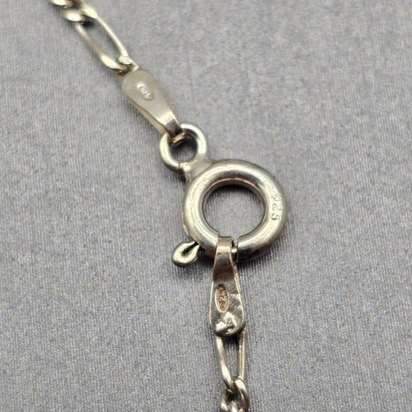 VTG Sterling Silver 925 Figaro Chain Bracelet 8" Spring Ring Closure - Picture 3 of 5
